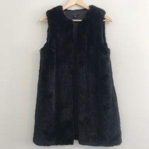 Long black Faux fur vest